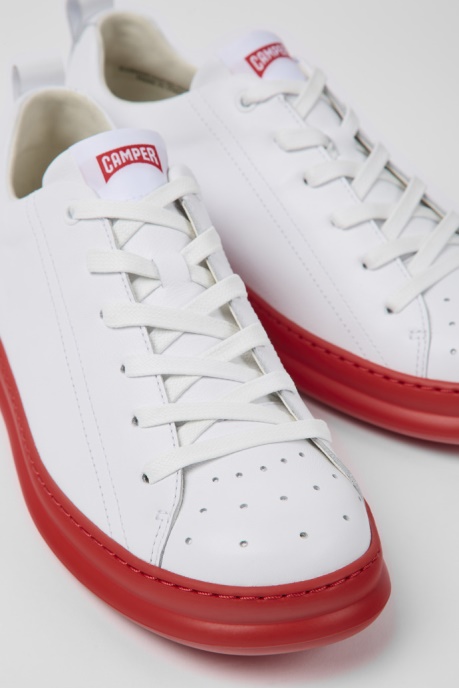 Camper AU Runner White And Red Leather Sneakers For Men New Arrivals