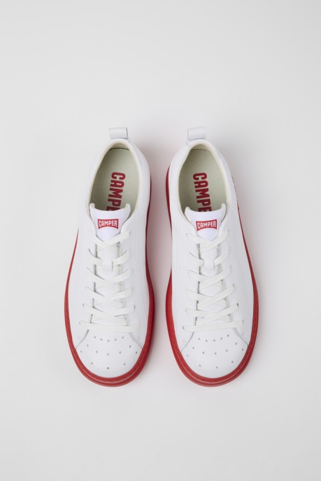 Camper AU Runner White And Red Leather Sneakers For Men New Arrivals