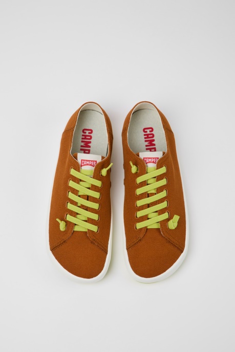 Peu Rambla Brown Textile Sneakers For Men Camper AU New Arrivals