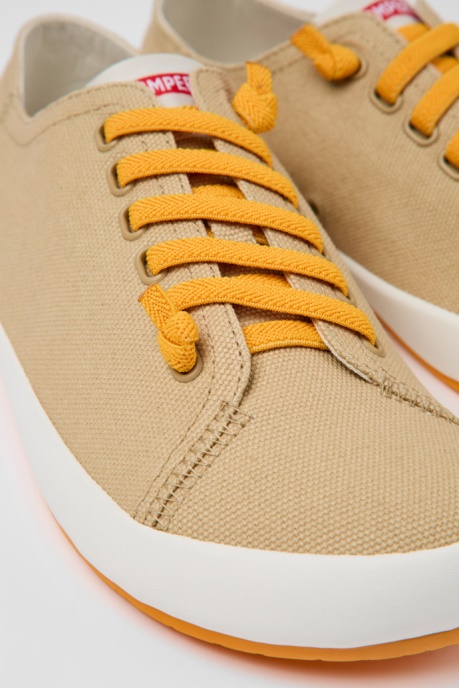 Peu Rambla Beige Textile Sneakers For Men Camper AU New Arrivals