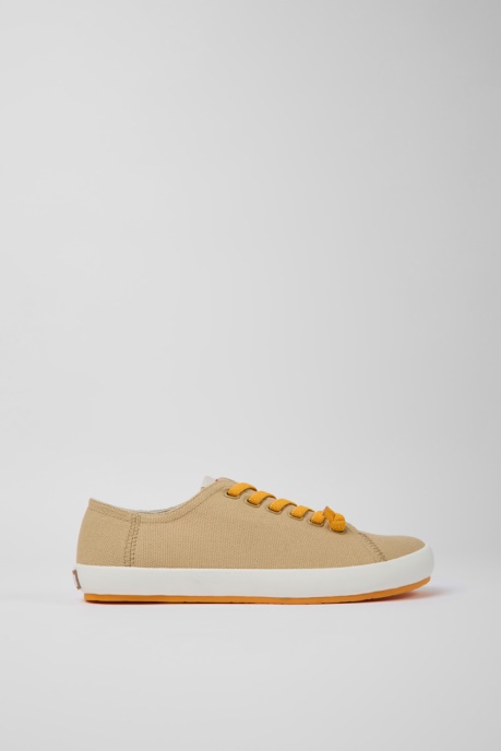 Peu Rambla Beige Textile Sneakers For Men Camper AU New Arrivals