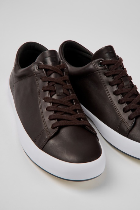 Andratx Dark Brown Leather Sneakers For Men Exclusive Camper AU