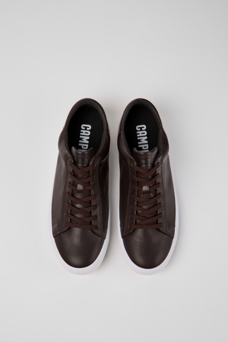 Andratx Dark Brown Leather Sneakers For Men Exclusive Camper AU
