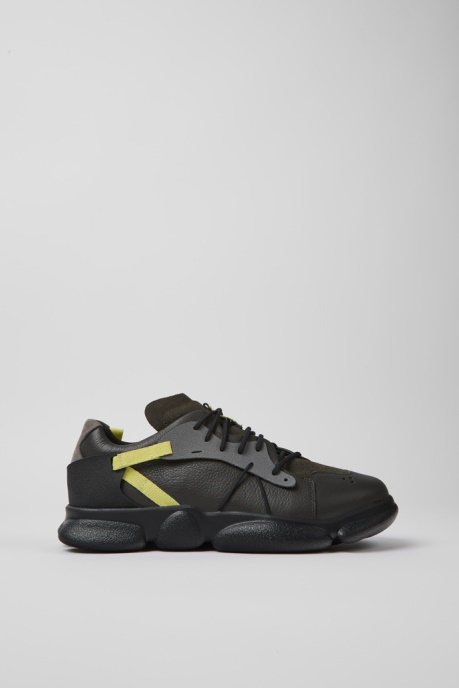 Twins Dark Gray And Yellow Leather Sneakers For Men Camper AU New Arrivals