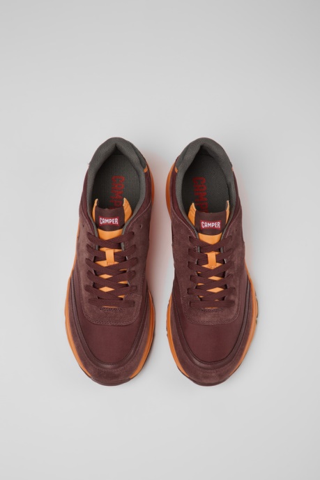 Design Drift Burgundy And Orange Textile Sneakers For Men Camper AU