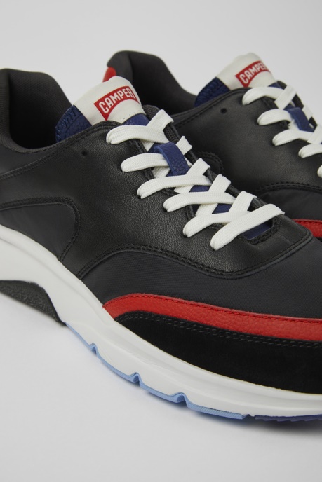 Camper AU Design Drift Black And Red Textile And Leather Sneakers For Men
