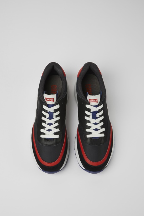 Camper AU Design Drift Black And Red Textile And Leather Sneakers For Men