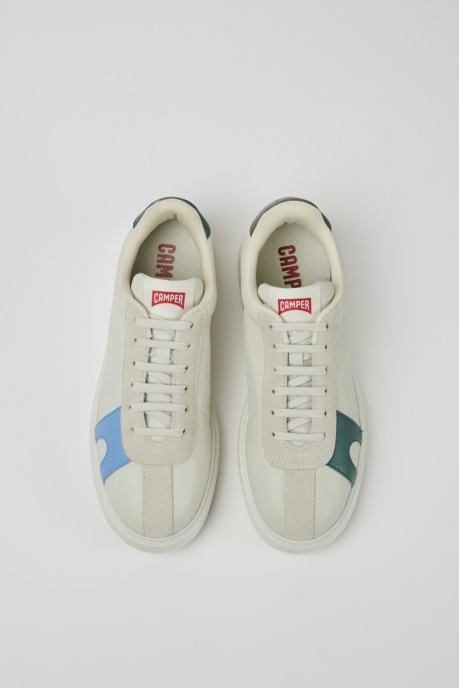 Exclusive Camper AU Twins White Non-Dyed Leather And Suede Sneakers For Men