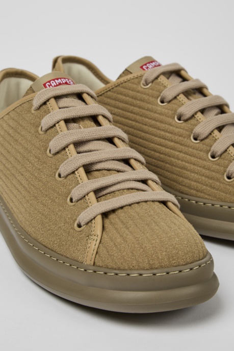 Camper AU Design Runner Beige Leather And Nubuck Sneakers For Men