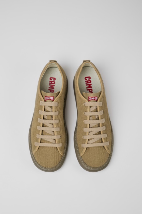 Camper AU Design Runner Beige Leather And Nubuck Sneakers For Men