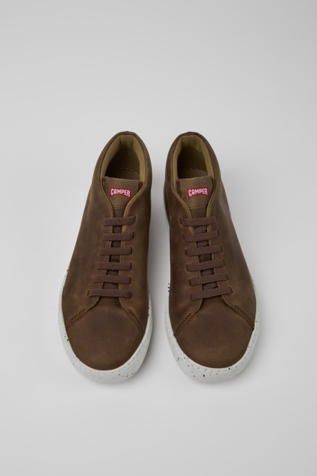 Design Peu Touring Brown Leather Sneakers For Men Camper AU