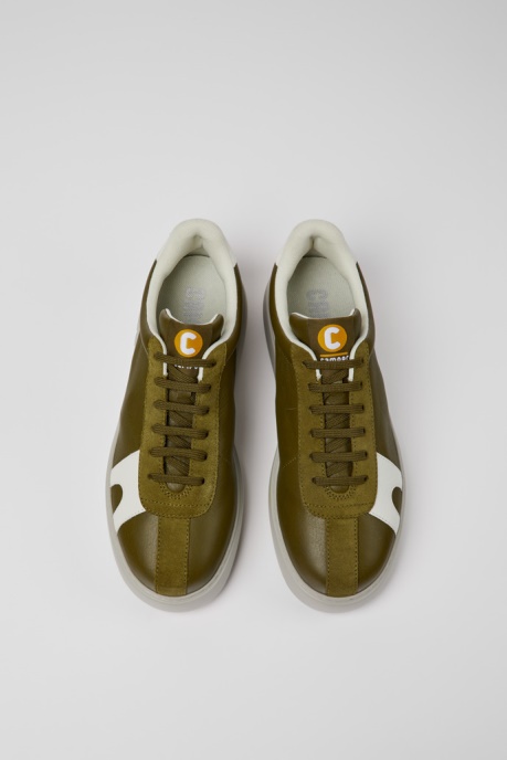Camper AU Runner K21 Green And White Leather And Suede Sneakers New Arrivals