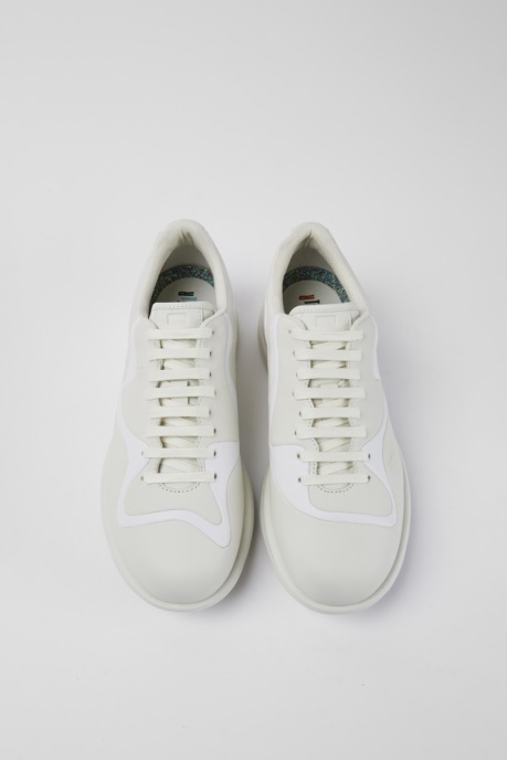 Design Twins Cream And White Leather Lace-Up Sneakers Camper AU