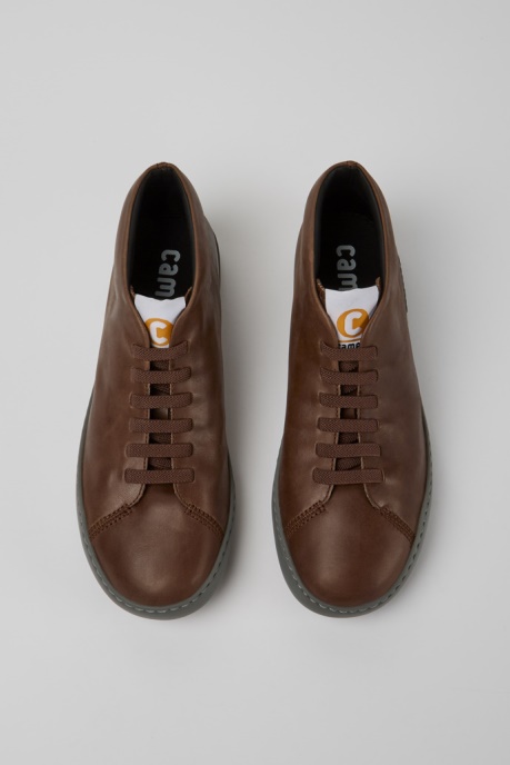 Peu Touring Brown Leather Men's Sneakers Exclusive Camper AU