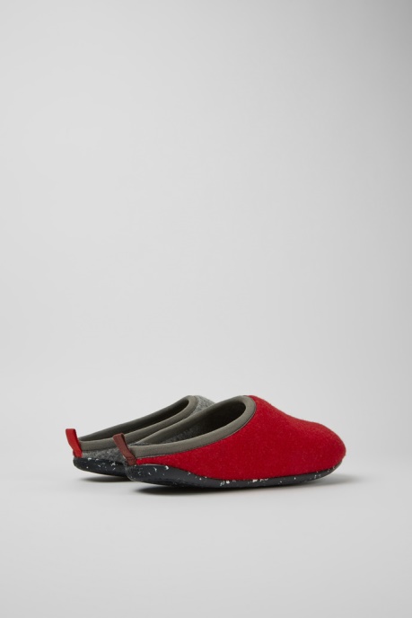 Camper AU Twins Burgundy Red And Gray Wool Slippers For Men New Arrivals
