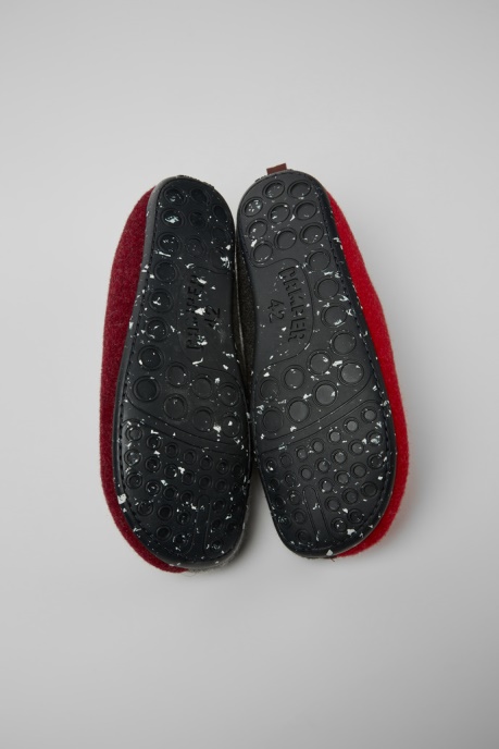Camper AU Twins Burgundy Red And Gray Wool Slippers For Men New Arrivals