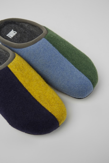 Twins Green Blue And Gray Wool Slippers For Men Camper AU New Arrivals