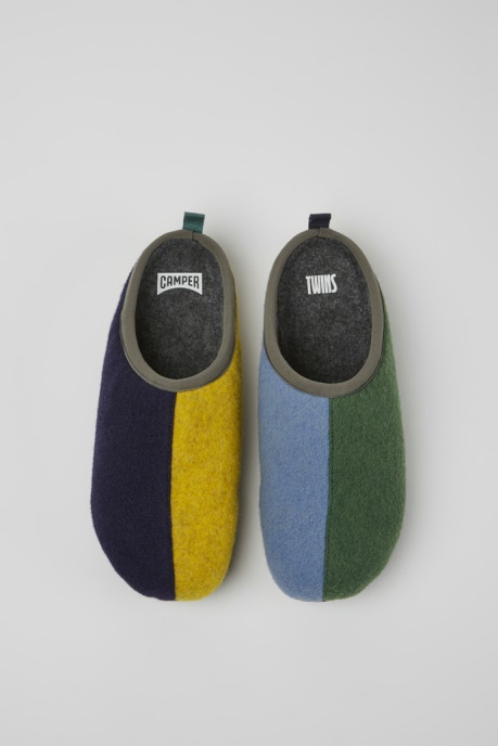 Twins Green Blue And Gray Wool Slippers For Men Camper AU New Arrivals