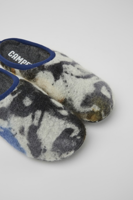 Exclusive Camper AU Wabi Blue And Black Recycled Wool Slippers For Men
