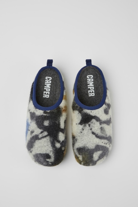 Exclusive Camper AU Wabi Blue And Black Recycled Wool Slippers For Men