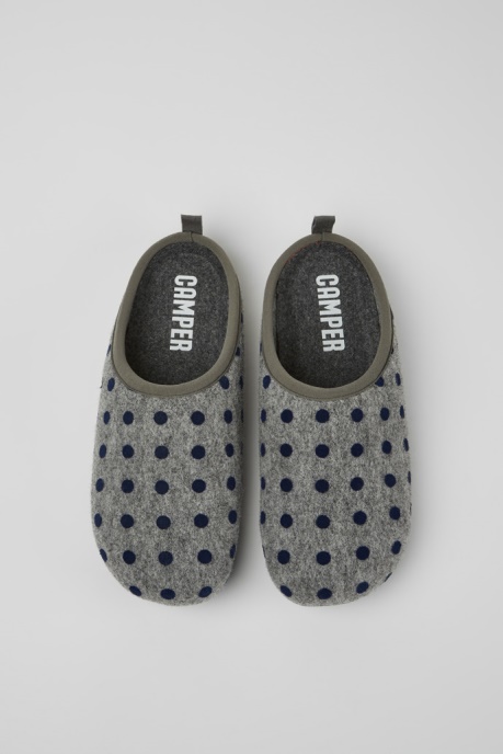 Exclusive Camper AU Wabi Gray And Blue Wool Slippers For Men