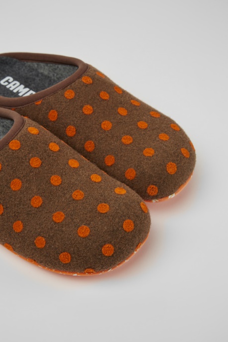Camper AU Design Wabi Brown And Orange Wool Slippers For Men