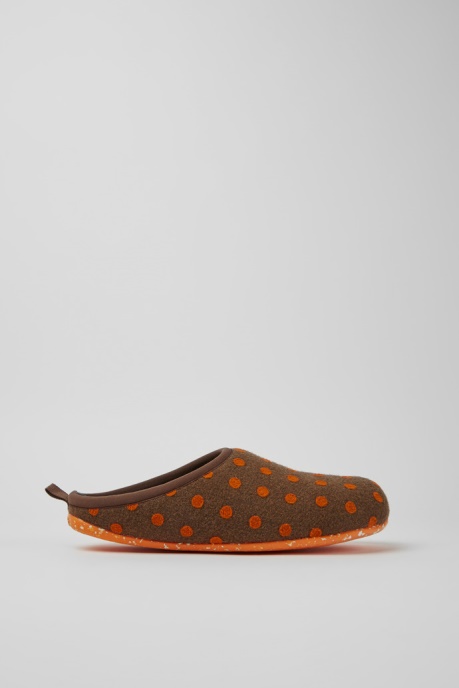 Camper AU Design Wabi Brown And Orange Wool Slippers For Men