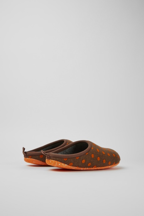 Camper AU Design Wabi Brown And Orange Wool Slippers For Men