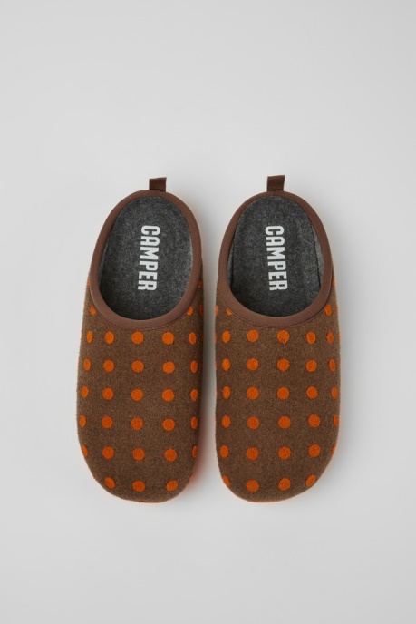 Camper AU Design Wabi Brown And Orange Wool Slippers For Men