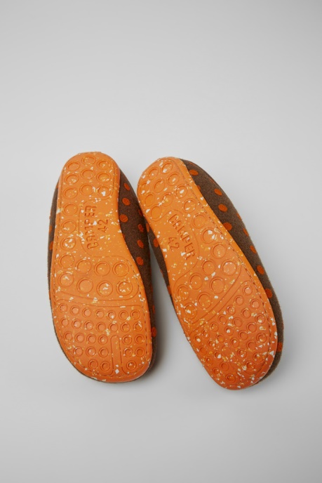 Camper AU Design Wabi Brown And Orange Wool Slippers For Men