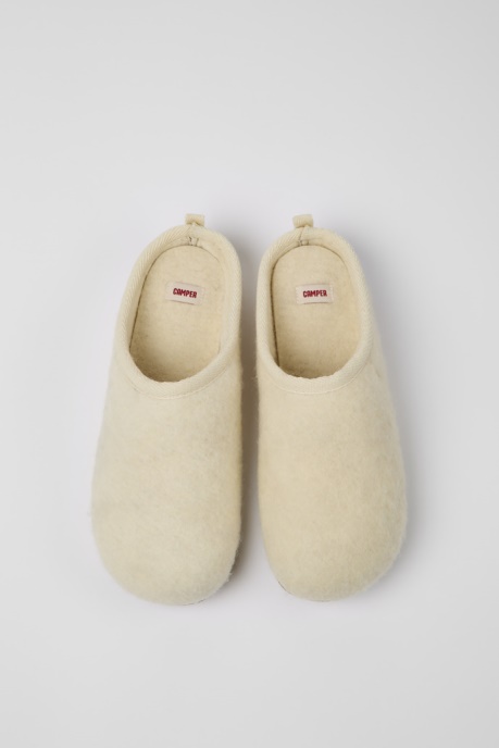 Wabi Beige Wool Slippers For Men Exclusive Camper AU