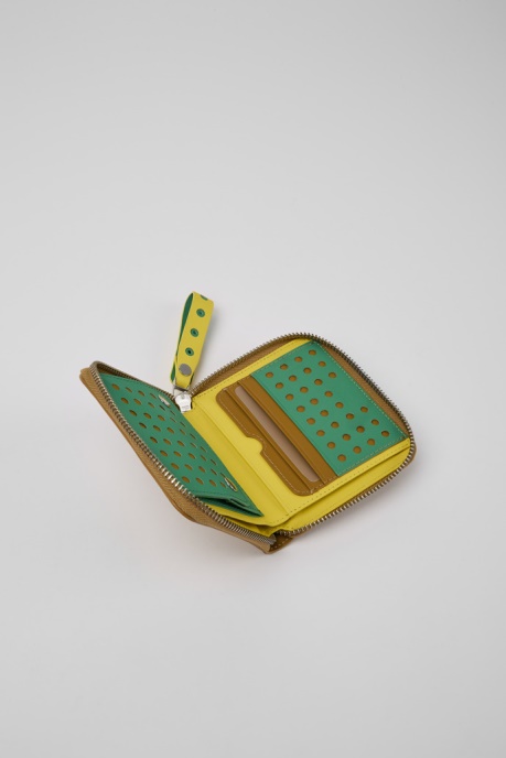Camper AU Mosa Brown And Yellow Leather Wallet New Arrivals