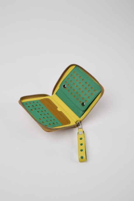 Camper AU Mosa Brown And Yellow Leather Wallet New Arrivals