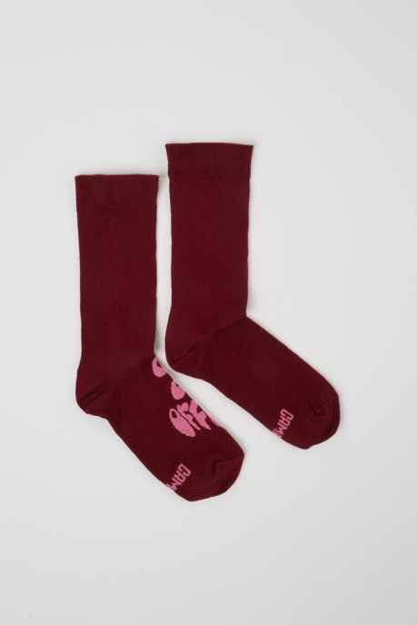 Camper AU Design Out Of Office Burgundy And Pink Fashion Socks