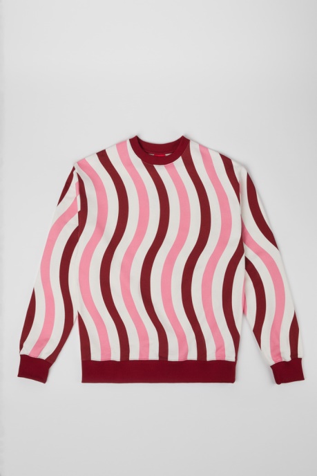 Camper AU Sweatshirt White Pink And Burgundy Organic Cotton Sweater New Arrivals