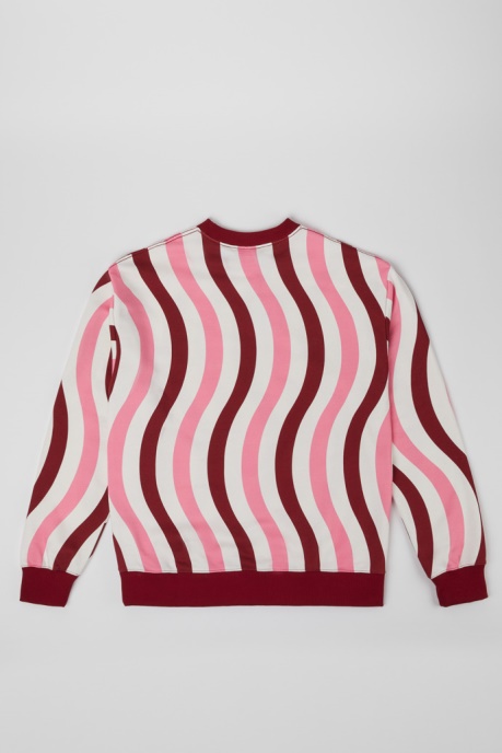 Camper AU Sweatshirt White Pink And Burgundy Organic Cotton Sweater New Arrivals