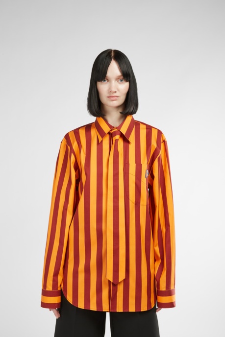 Camper AU Shirt Burgundy And Orange Striped Unisex Shirt New Arrivals
