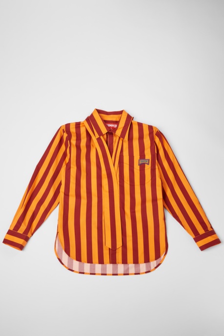 Camper AU Shirt Burgundy And Orange Striped Unisex Shirt New Arrivals
