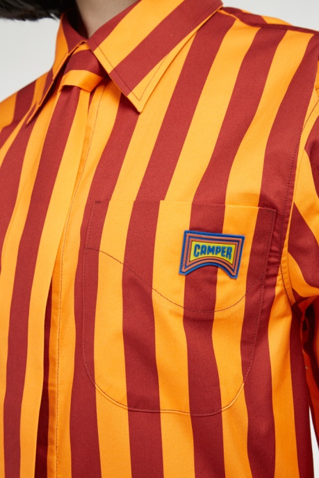 Camper AU Shirt Burgundy And Orange Striped Unisex Shirt New Arrivals