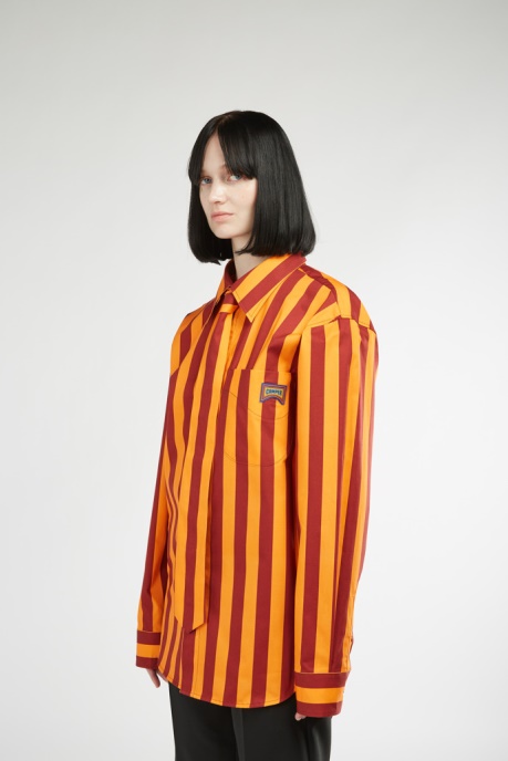 Camper AU Shirt Burgundy And Orange Striped Unisex Shirt New Arrivals