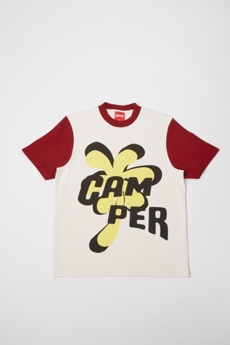 Camper AU Design T-Shirt White Burgundy And Yellow Printed Unisex T-Shirt