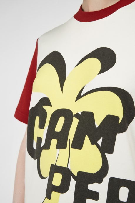 Camper AU Design T-Shirt White Burgundy And Yellow Printed Unisex T-Shirt