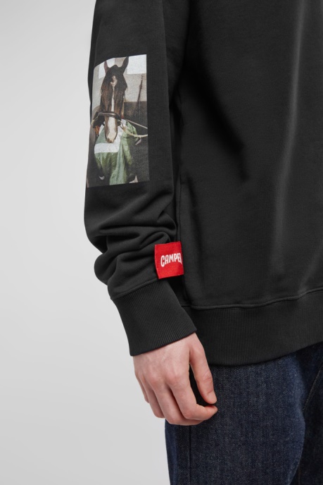 Sweatshirt Black Sweatshirt With Donkey Print Camper AU New Arrivals