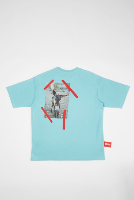 T-Shirt Light Blue T-Shirt With Donkey Print Camper AU New Arrivals