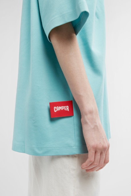 T-Shirt Light Blue T-Shirt With Donkey Print Camper AU New Arrivals