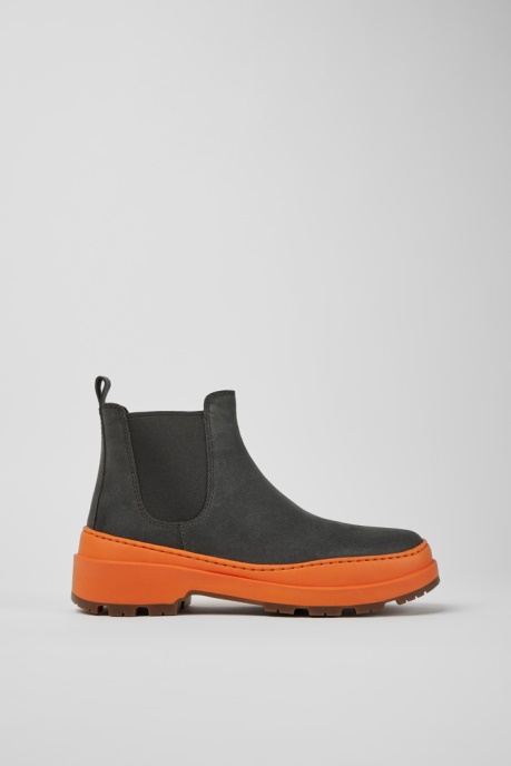 Exclusive Camper AU Brutus Trek Michelin Dark Gray And Orange Nubuck Ankle Boots For Women