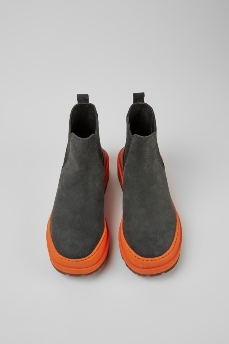 Exclusive Camper AU Brutus Trek Michelin Dark Gray And Orange Nubuck Ankle Boots For Women