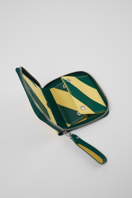Design Mosa Green And Yellow Leather Wallet Camper AU