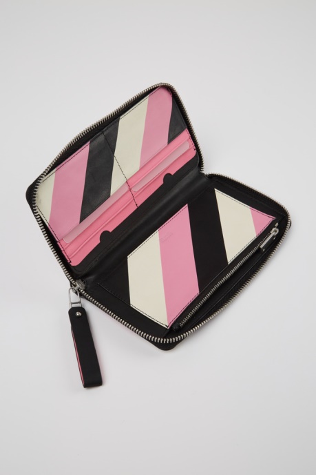 Exclusive Camper AU Mosa Large Black Pink And White Leather Wallet