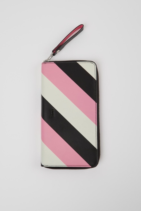 Exclusive Camper AU Mosa Large Black Pink And White Leather Wallet